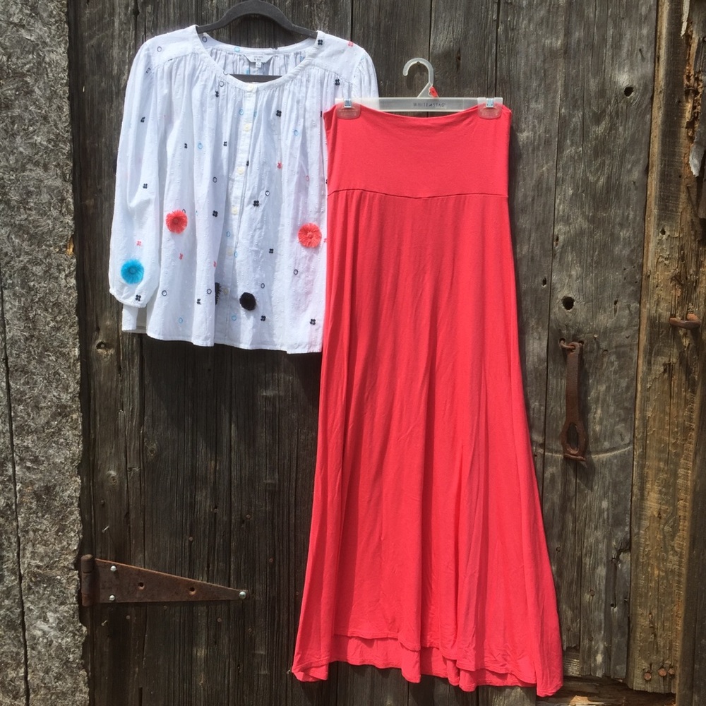 LuLaRoe Coral Red-orange Maxi Skirt